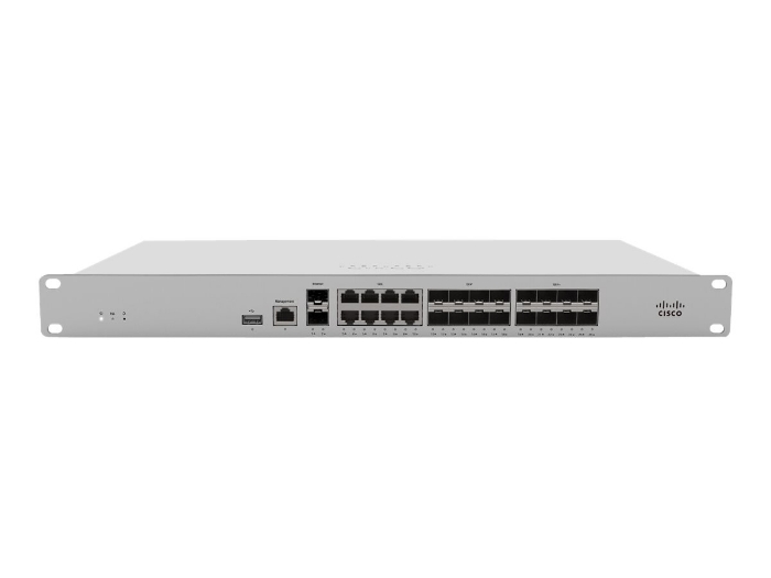 Bild på 10G SFP+ WAN interfaces for high-speed connectivity,1G/10G fiber and copper interfaces for flexible LAN connectivity,Stateful firewall throughput: 4 Gbps,Redundant power supplies and fans,Recommended maximum clients: 2,000