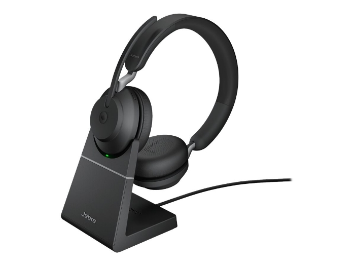 Bild på Evolve2 65 headset black MS, Link 380 BT adapter USB-C, Evolve2 65 Deskstand black,1.2m USB-C to USB-A Cable, Carry case, Warranty and warning (safety leaflets)