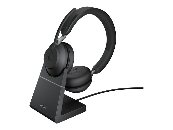 Bild på Evolve2 65 headset black UC, Link 380 BT adapter USB-A, Evolve2 65 Deskstand black version,1.2m USB-C to USB-A Cable, Carry case, Warranty and warning (safety leaflets)