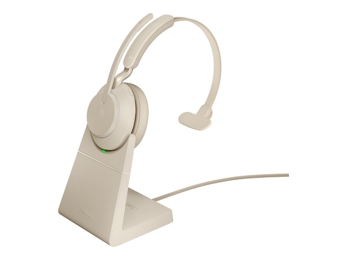 Bild på Evolve2 65 headset beige UC, Link 380 BT adapter USB-C, Evolve2 65 Deskstand beige, 1.2m USB-C to USB-A Cable, Carry case, Warranty and warning (safety leaflets)