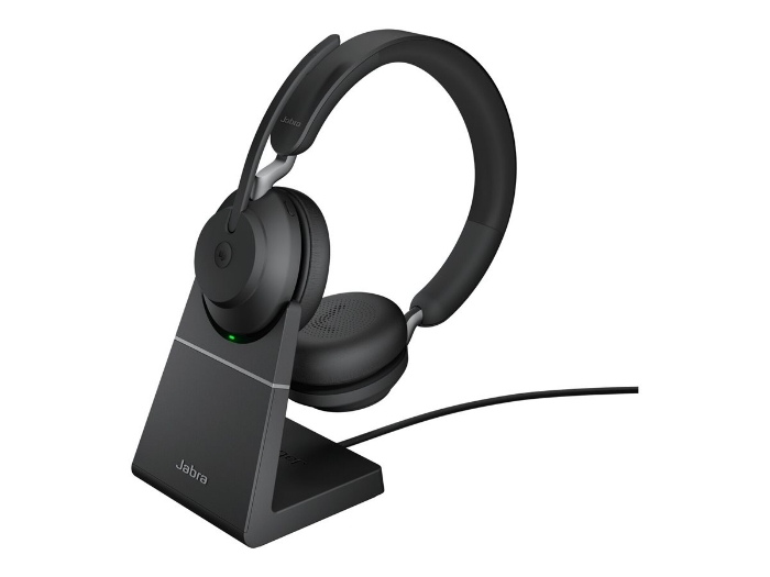 Bild på Evolve2 65 headset black MS, Link 380 BT adapter USB-A, Evolve2 65 Deskstand black,1.2m USB-C to USB-A Cable, Carry case, Warranty and warning (safety leaflets)
