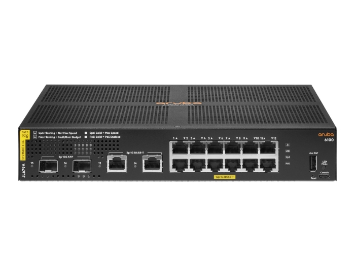 Bild på HPE Aruba 6100 12G Class4 PoE 2G/2SFP+ 139W Switch