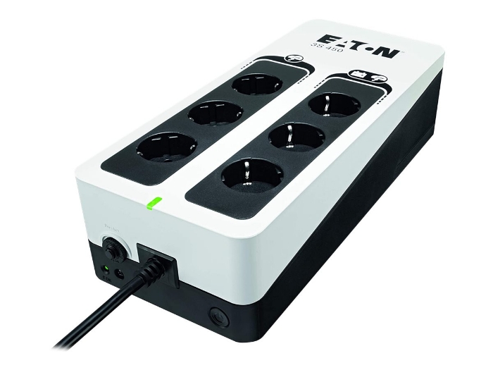 Bild på Eaton 3S 450 DIN Off Line UPS 230V.  450VA/270W  4x Schuko outlets with battery backup and surge protection + 4x Shcuko outlets with surge protection.   Communication: USB port (HID-compliant) for automatic integration with most common operating systems (