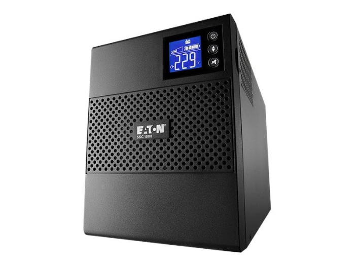 Bild på Eaton 5SC 1000VA/700W 5 min (50% 12,5 min) Line-Interactive Tower UPS 230V. LCD interface provides clear status of the UPS keyparameters such as input and output voltage, load and battery level, and estimated runtime. Features: Eaton ABM batterymanagement
