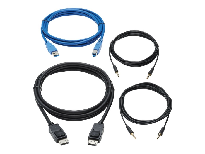 Bild på Tripp Lite DisplayPort KVM Cable Kit for Tripp Lite B005-DPUA2-K and B005-DPUA4 KVM, 4K DP, USB 3.1, 3.5 mm, 10 ft.