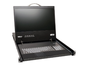 Bild på Eaton Tripp Lite Series 8-Port IP Rack Console Cat5 KVM Switch 19" LCD 1+1 User 1URM TAA