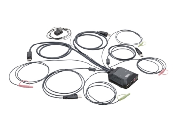 Bild på Eaton Tripp Lite series 2-Port DisplayPort 1.1/USB KVM Switch with Audio/Video, Built-In Cables, USB Peripheral Sharing