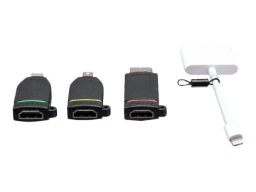 Bild på C2G Universal 4K HDMI Adapter Ring with Color Coded Mini DisplayPort, DisplayPort, USB-C, and Lightning