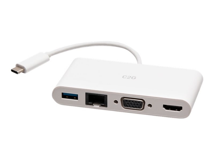 Bild på C2G USB C to HDMI, VGA, USB A & RJ45 Adapter