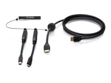 Bild på C2G 10ft (3m) 4K HDMI Premium Cable and Dongle Adapter Ring with Color Coded Mini DisplayPort and USB-C