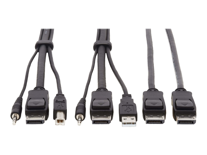 Bild på Eaton Tripp Lite Series Dual DisplayPort KVM Cable Kit 4K USB 3.5 mm Audio 3xM/3xM 6ft