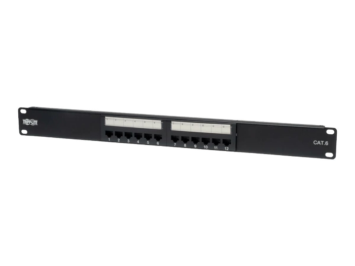 Bild på Eaton Tripp Lite Series 12-Port Cat6 Cat5 Patch Panel 568B 110 Punch Down Rackmount RJ45 1URM TAA