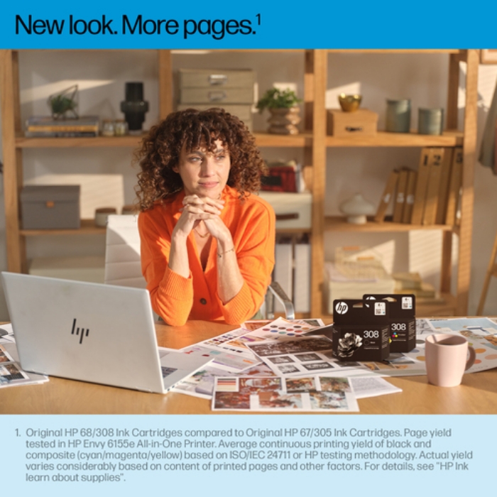 Bild på HP INC. HP 308 BLACK/TRI-COLOR INK 6L6S6UE#LS1