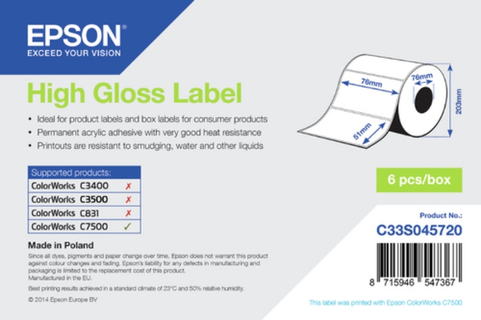 Bild på EPSON HIGH GLOSS DIE-CUT C33S045720