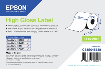 Bild på EPSON HIGH GLOSS LABEL - CONTINUOUS C33S045538