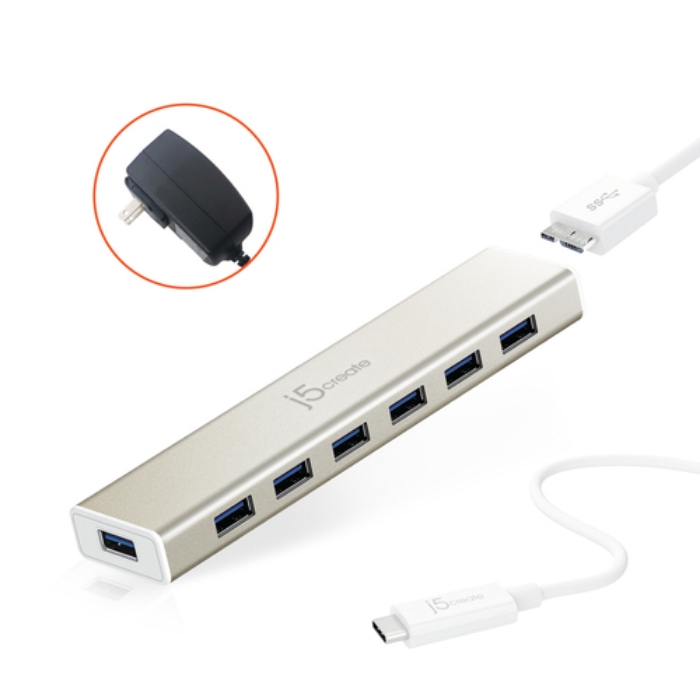Bild på J5CREATE USB-C 7- PORT HUB - EU/UK JCH377-N