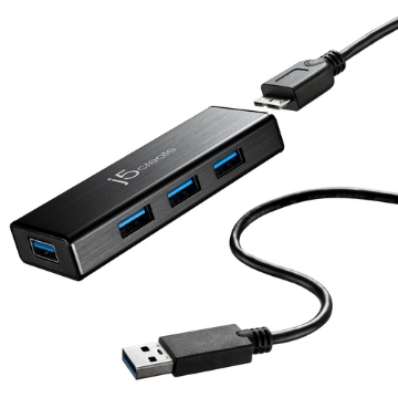 Bild på J5CREATE USB 3.0 4-PORT MINI HUB - EU/UK JUH340-N