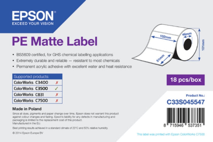 Bild på EPSON PE MATTE LABEL - DIE-CUT C33S045547