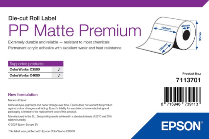 Bild på EPSON PP MATTE LABEL PREMIUM DIE-CUT 7113701