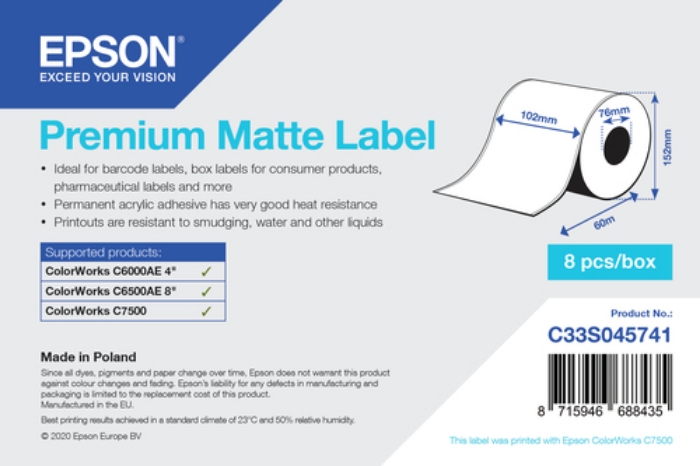 Bild på EPSON PREMIUM MATTE LABEL CONTINUOUS C33S045741