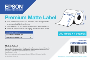 Bild på EPSON PREMIUM MATTE LABEL DIE CUTROLL C33S045738